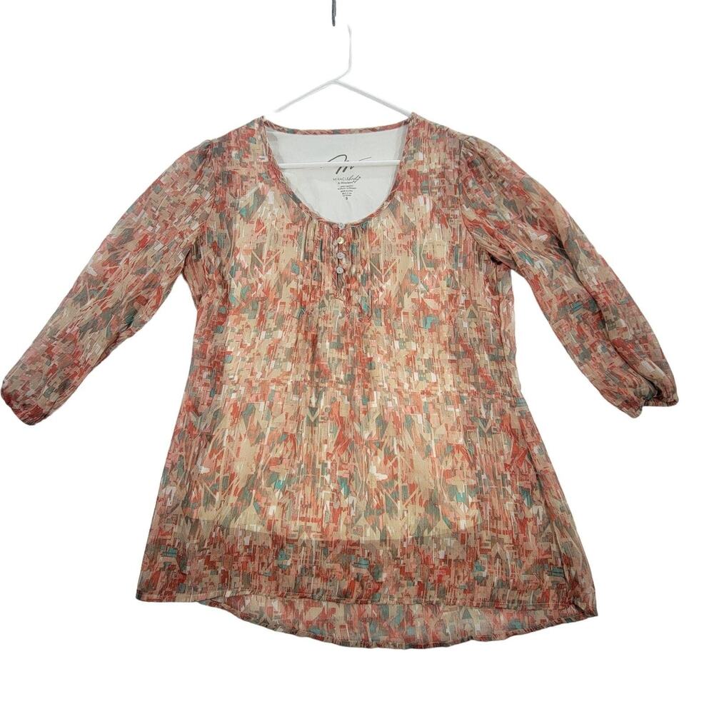 Miracle Body by Miracle Suit Tunic Inner Support Liner 3/4 Sleeves Floral Small